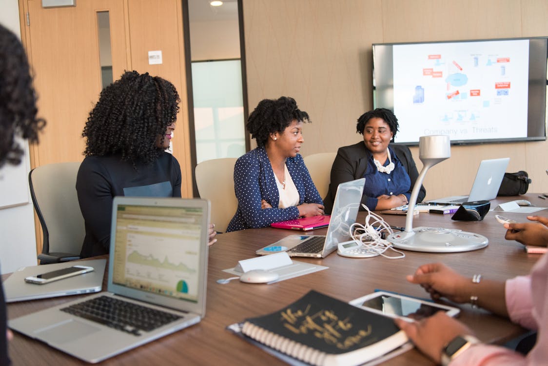 Business executives in a boardroom strategy session
