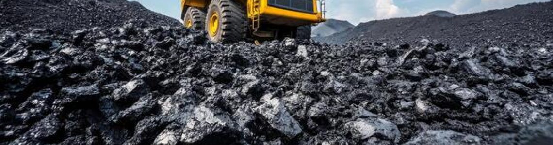 heavy-machinery-transports-coal-at-a-mining-site-under-a-clear-blue-sky-free-photo